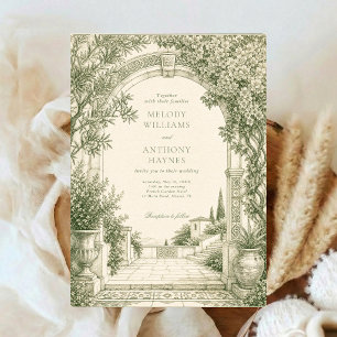 Invitation Jardin d'aquarelle verte art Porte Mariage