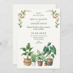 Invitation Jardin d'aquarelle verte mariage plante