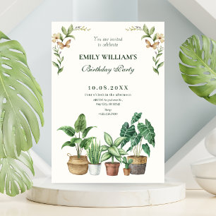 Invitation Jardin d'aquarelle verte plantes anniversaire