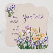 Invitation Jardin d'asters pour les 25 ans de mariage Fleur (Devant / Derrière)