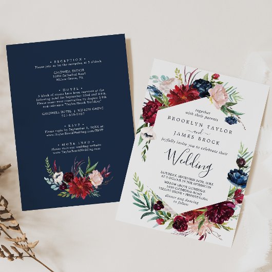 Invitation Jardin d'automne | Bourgogne tout en un Mariage