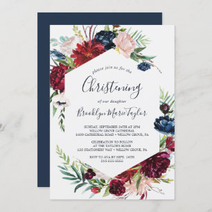 Invitation Jardin d'automne Burgundy Christening