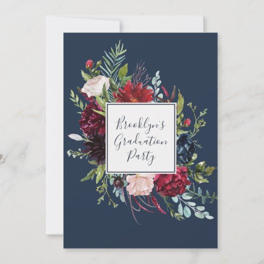 Invitation Jardin d'automne | Burgundy Wreath Graduation Part (Dos)