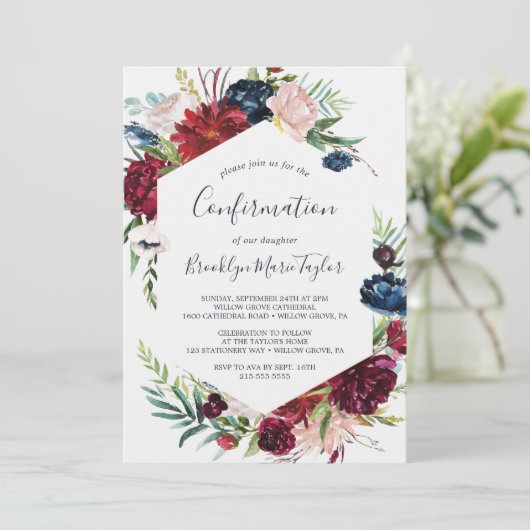 Invitation Jardin d'automne | Confirmation Bourgogne (Debout devant)