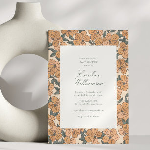 Invitation Jardin d'automne Floral Retro Baby Shower Moderne