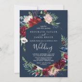 Invitation Jardin d'automne | Mariage bleu marine (Devant)