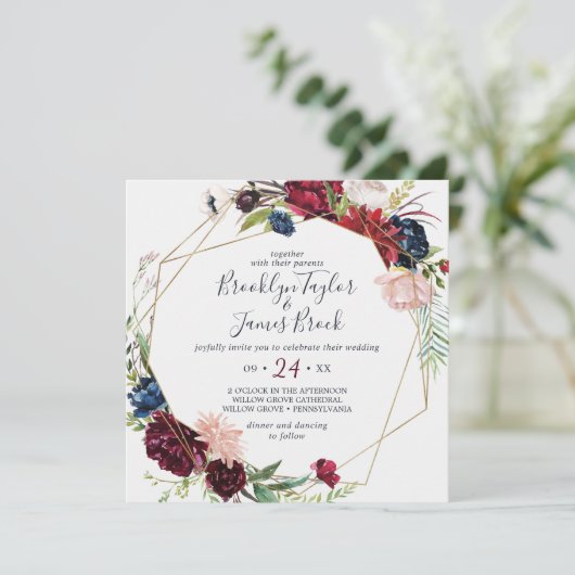 Invitation Jardin d'automne | Mariage Carré géométrique de Bo (Debout devant)