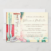 Invitation Jardin de cactus de mariage mexicain Couleurs past (Devant)