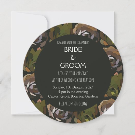 Invitation Jardin de cactus feuilles vertes mariage botanique (Devant)