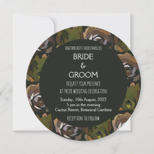 Invitation Jardin de cactus feuilles vertes mariage botanique