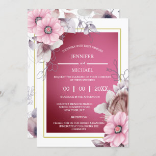 Invitation Jardin de campagne à fleurs rose blanc chic