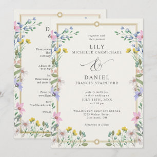 Invitation Jardin de campagne floral tout en un mariage