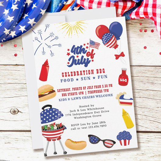 Invitation Jardin de célébration du 4 juillet BBQ