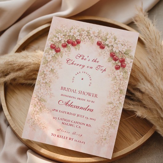 Invitation Jardin de Cerisiers Romantique Fleurs Mariage