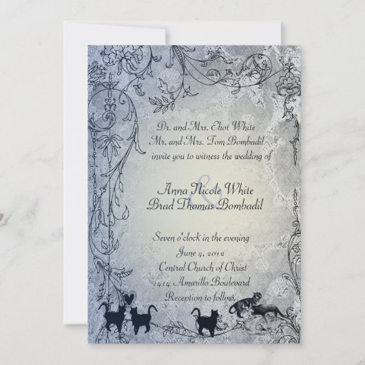 Invitation Jardin de Chat Pale Blue Vintage (Devant)