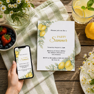 Invitation Jardin de citron citrus Party d'été