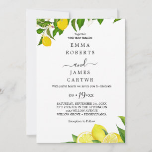 Invitation Jardin de Citron Frais Mariage de la Pression Pr