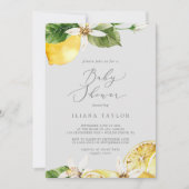 Invitation Jardin de citron moderne | Baby shower gris (Devant)