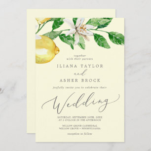 Invitation Jardin de citron moderne Mariage jaune