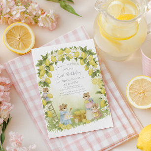 Invitation Jardin de citronniers avec souris Anniversaire