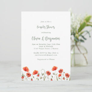 Invitation Jardin de coquelicots rouges Floral Couple Mariage