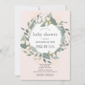 Invitation Jardin de Coton Rose Peach Baby shower de couronne (Devant)