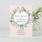 Invitation Jardin de Coton Rose Peach Baby shower de couronne (Debout devant)