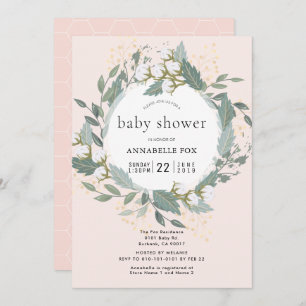 Invitation Jardin de coton rose Peach Baby shower de couronne