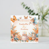 Invitation Jardin de Fée Magique Orange - Anniversaire (Debout devant)