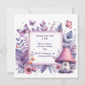 Invitation Jardin de Fée Magique Violet - Anniversaire (Dos)