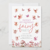 Invitation Jardin de Fée Whimsical Champignons 1er anniversai (Devant)