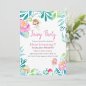 Invitation Jardin de fées à l'aquarelle adorable pour fête d' (Debout devant)