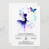 Invitation Jardin de fées enchantée Fête d'anniversaire (Devant / Derrière)