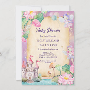 Invitation Jardin de Fées Magique Château de Princesse Baby S