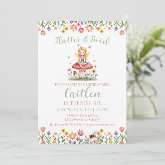 Invitation Jardin de fées magiques Fleurs de champignons d'an (Debout devant)