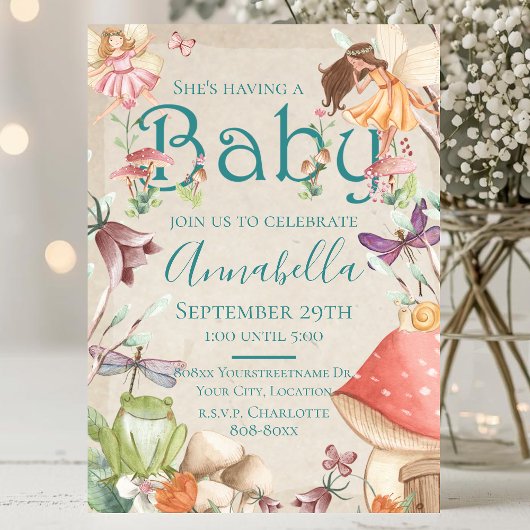 Invitation Jardin de fées mignonnes Fées d'aquarelle