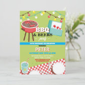 Invitation Jardin de fête d'anniversaire de bières de BBQ (Debout devant)