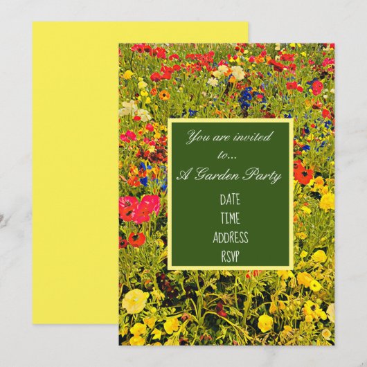Invitation Jardin de fête moderne avec fleurs sauvages (Devant / Derrière)