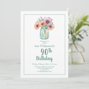 Invitation Jardin de fleurs à l'aquarelle 90e anniversaire