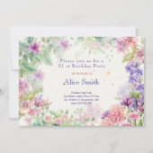 Invitation Jardin de fleurs aquarelle anniversaire (Devant)