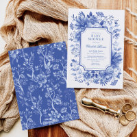 Jardin de fleurs bleu blanc Chinoiserie Baby showe