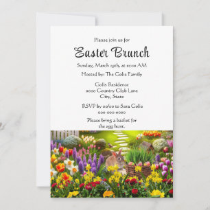 Invitation Jardin de fleurs de brunch de Pâques 