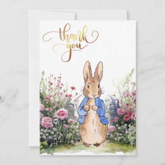 Invitation Jardin de fleurs de lapin classique Merci (Devant)