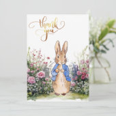 Invitation Jardin de fleurs de lapin classique Merci (Debout devant)