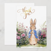Invitation Jardin de fleurs de lapin classique Merci (Devant / Derrière)
