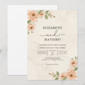 Invitation Jardin de fleurs de pêche Mariage de fleurs (Devant / Derrière)