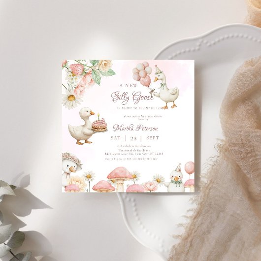 Invitation Jardin de fleurs d'oie soie Baby shower de champig