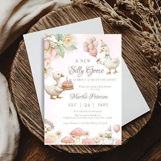 Invitation Jardin de fleurs d'oie soie Baby shower de champig