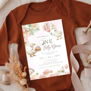 Invitation Jardin de fleurs d'oie soie Champignons 1er annive