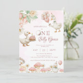 Invitation Jardin de fleurs d'oie soie Champignons 1er annive (Debout devant)